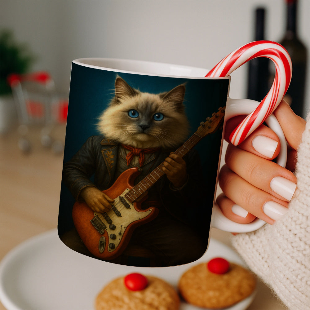 Custom Photo Cat Rock n Roll Mug Gift For Cat Lovers