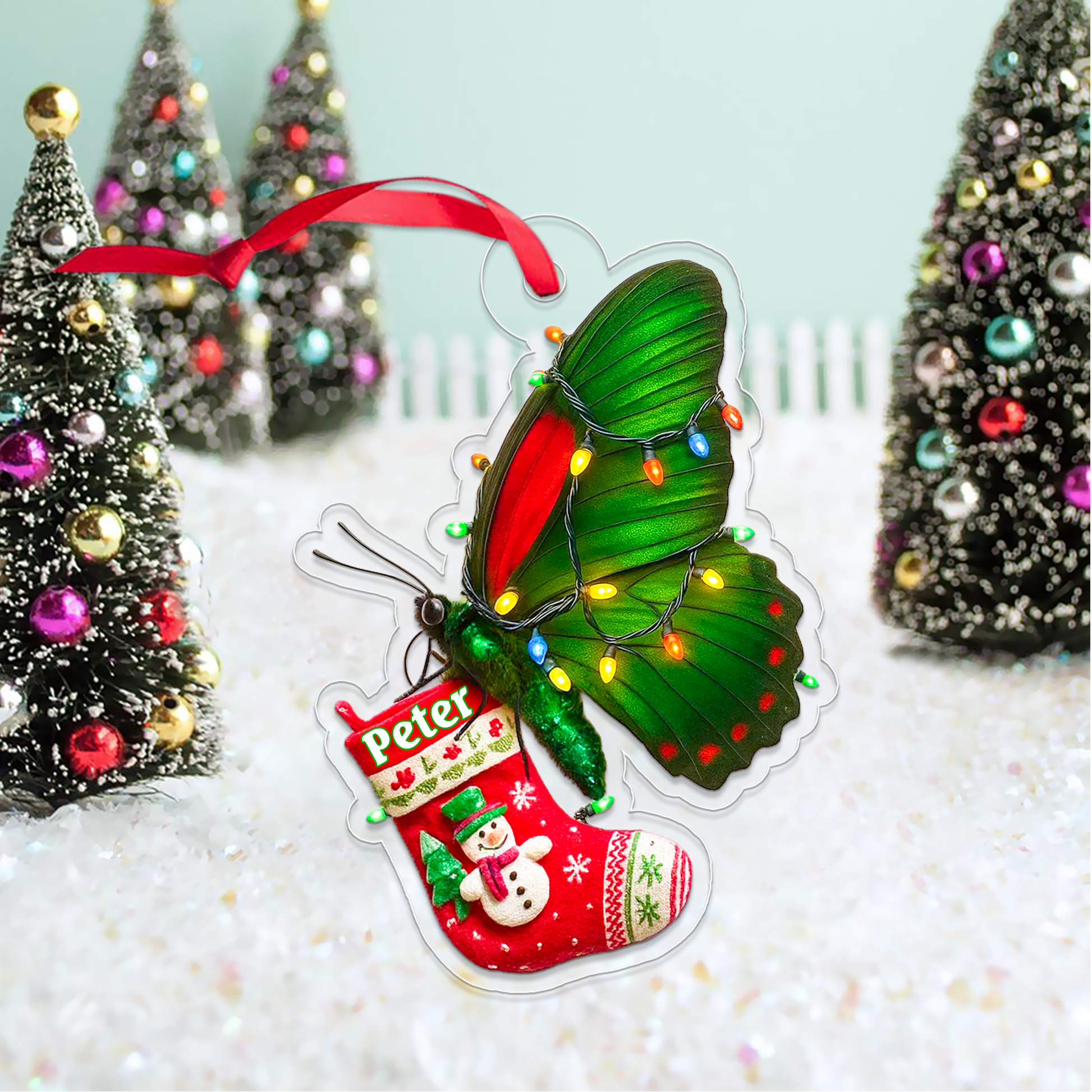 Custom Name Butterfly Christmas Sock