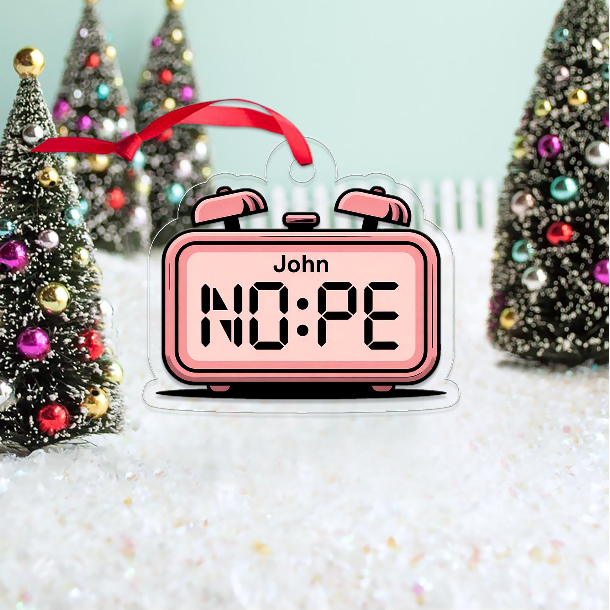 Personalized Nope Alarm Clock Ornament, Christmas Decor, Christmas Tree Decoration, Funny Ornament, Gift For Friends