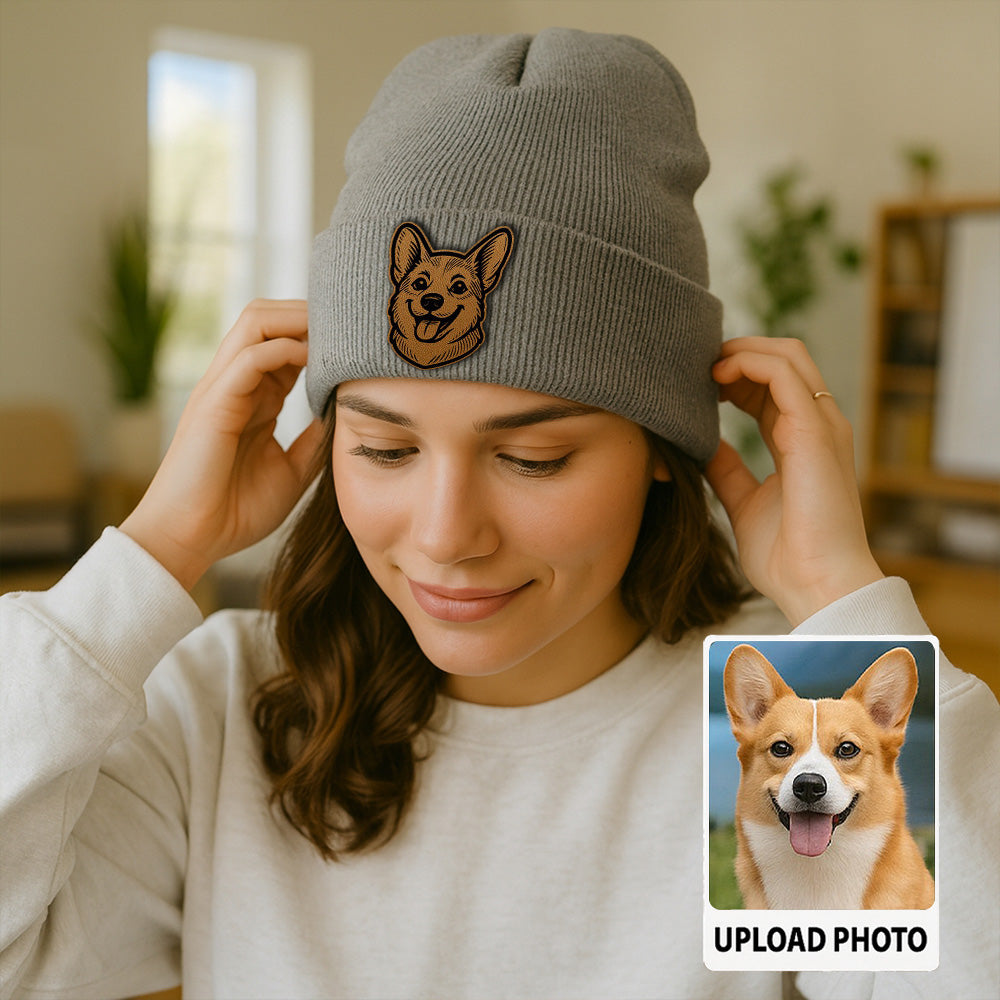 Custom Dog  Beanie Hat – Personalized Winter Knit Hat with Your Pet’s Photo, Cute Pet Owner Gift TH99B04