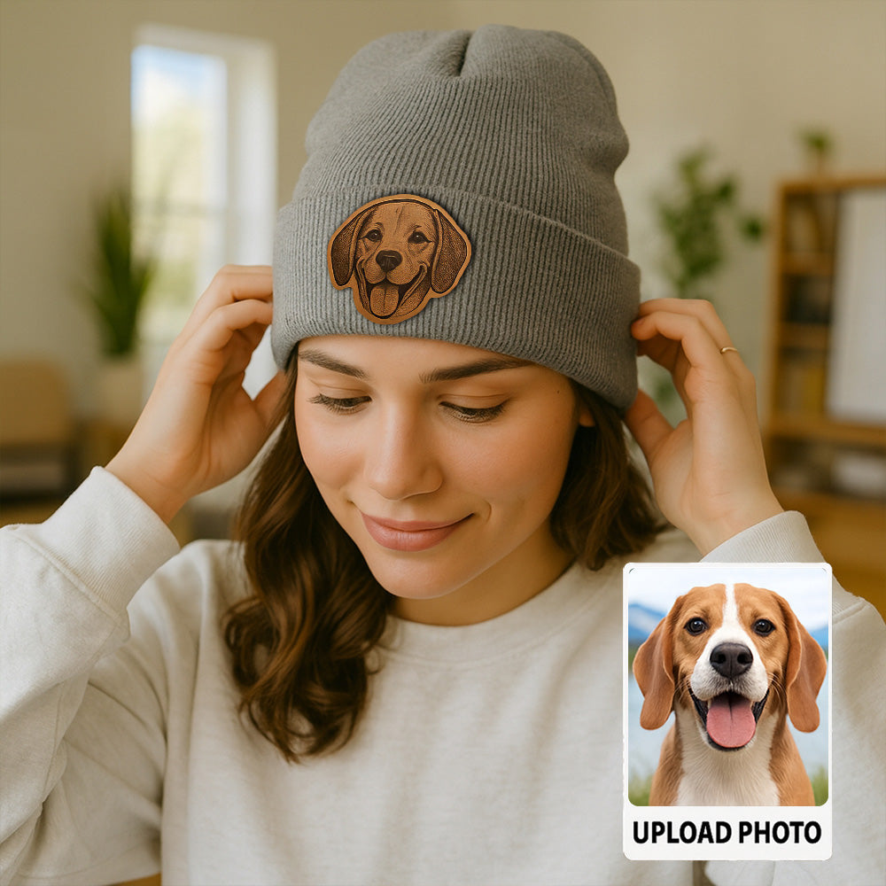 Personalized Pet Photo Beanie – Custom Dog Face Winter Hat, Cozy Knit Beanie for Pet Owners TH99B12