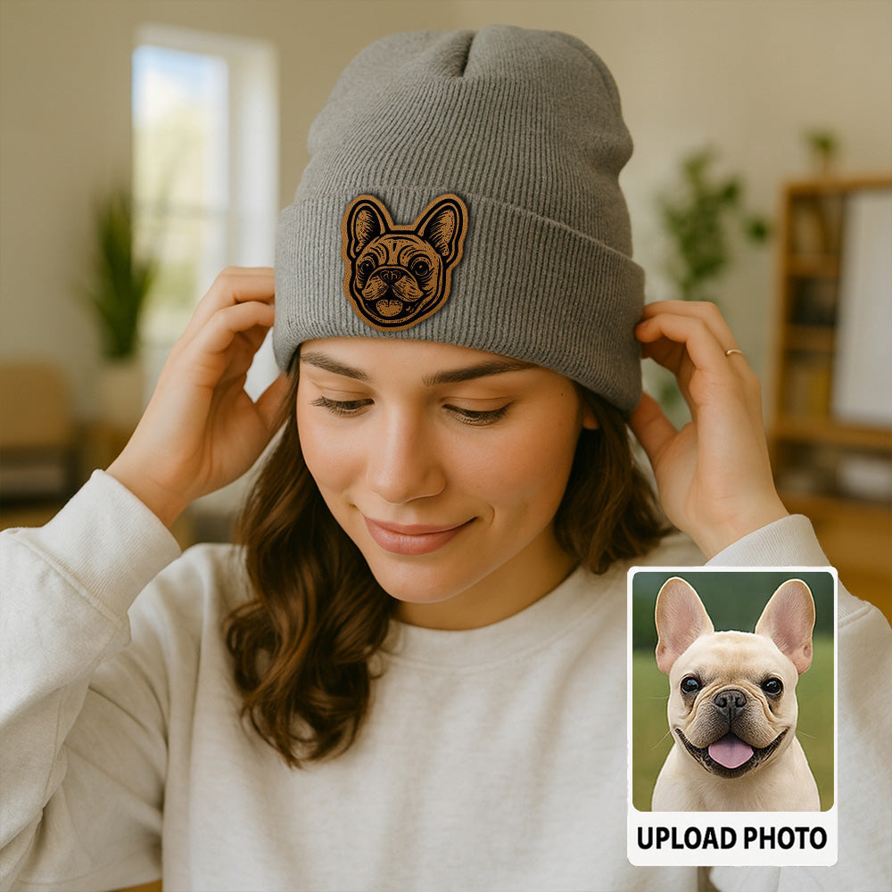 Custom Pet Photo Beanie Hat – Personalized Knit Hat with Dog or Cat Picture, Perfect Gift for Animal Lovers TH99B03