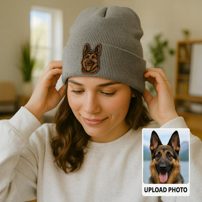 Personalized Dog Beanie Hat – Custom Pet Face Winter Knit Hat, Cute Gift for Dog Owners TH99B07