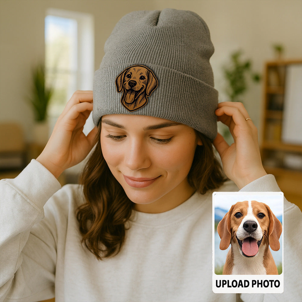 Custom Dog Portrait Beanie Hat – Personalized Pet Winter Hat, Unique Gift for Pet Moms and Pet Dads TH99B05
