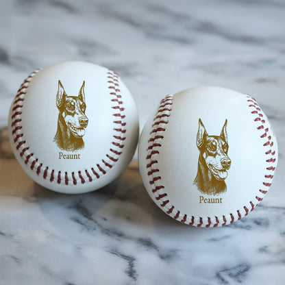 Custom Dog Photo Baseball Gift, Engraved Pet Portrait Photo Baseball Ball, Dog Memorial Keepsake TNBA036