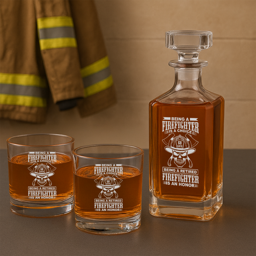 Personalized Being A Firefighter Is A Choice Decanter, Gift For Fireman Decanter With Whiskey Glasses Set, First Responder Gift TNN022