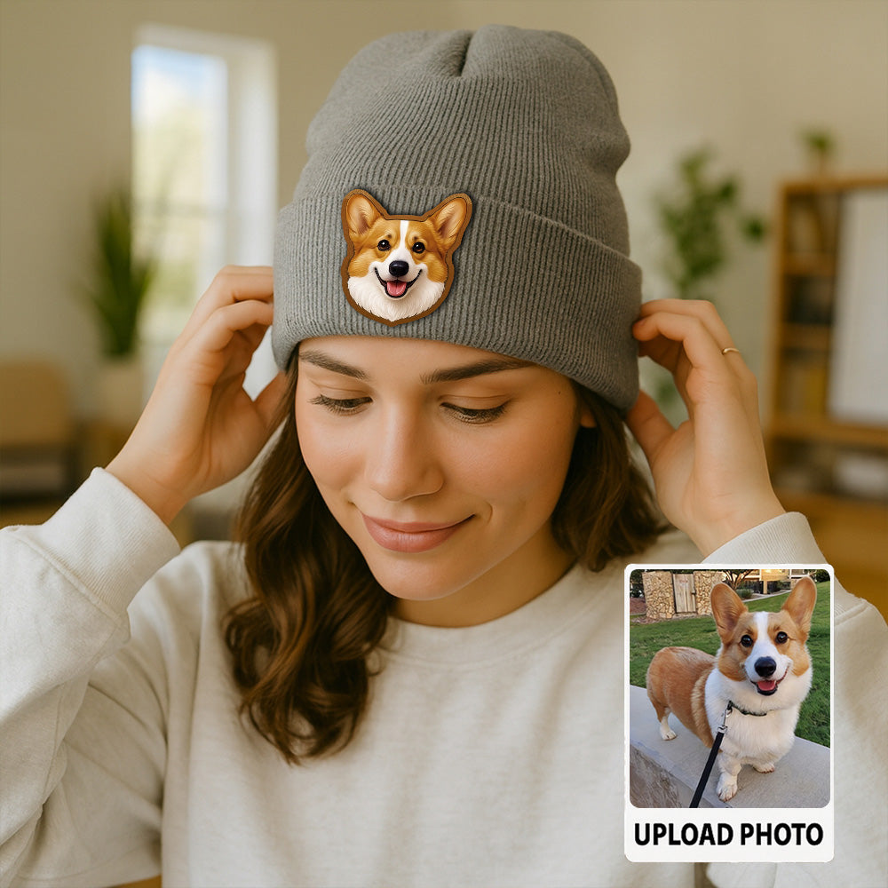 Personalized Dog Face Beanie – Custom Pet Photo Winter Hat, Perfect Cozy Gift for Dog Owners TH99B18