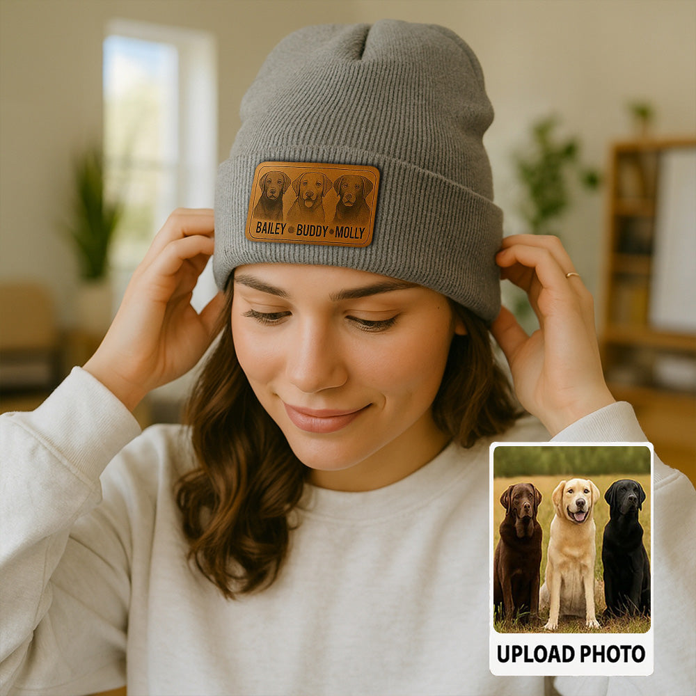 Custom Dog Photo Knit Beanie – Personalized Pet Winter Hat, Warm Gift for Dog Moms & Dads TH99B08