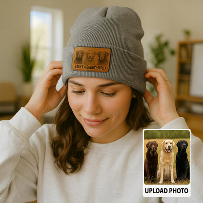Custom Dog Photo Knit Beanie – Personalized Pet Winter Hat, Warm Gift for Dog Moms & Dads TH99B08