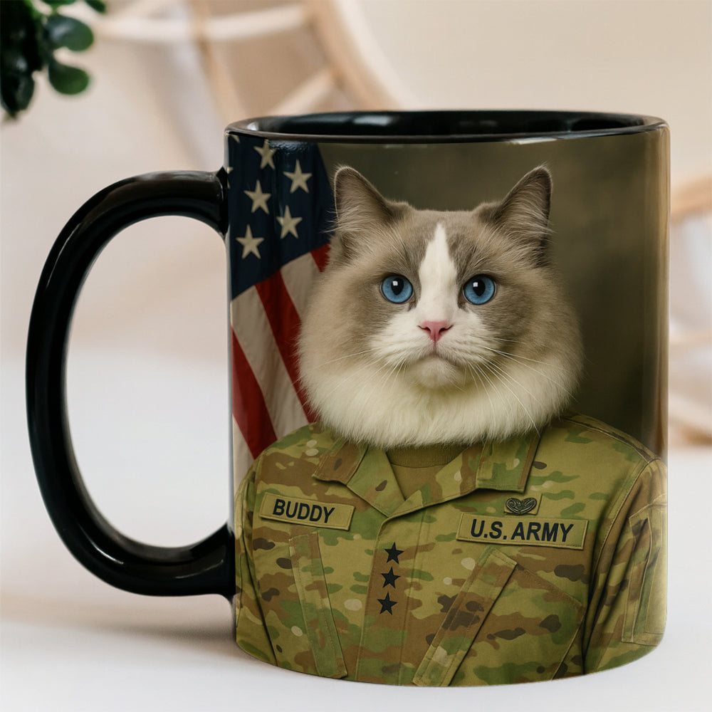 Custom Cat Photo Us Army Mug _ Gift For Cat Lovers