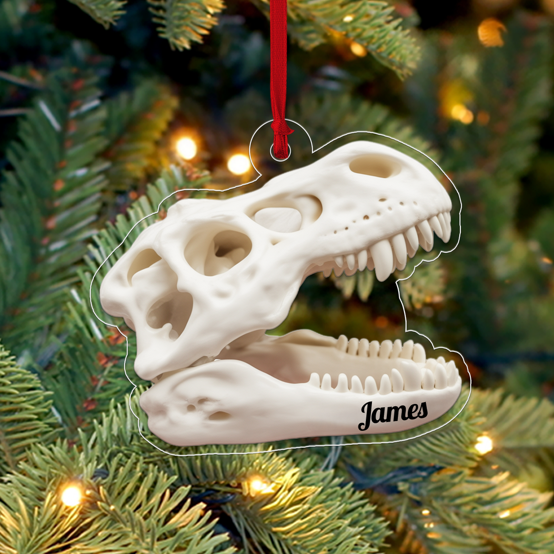 Personalized Fossil Ornament, Custom Name Dinosaur Fossil