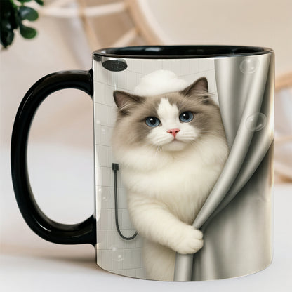 Custom Cat Photo Cat  In Bathroom Mug Gift For Cat Lovers
