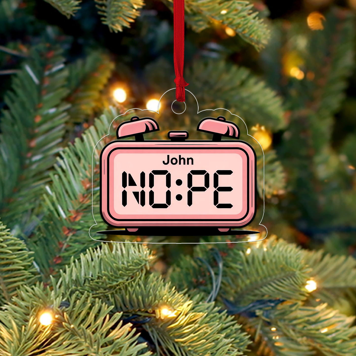 Personalized Nope Alarm Clock Ornament, Christmas Decor, Christmas Tree Decoration, Funny Ornament, Gift For Friends