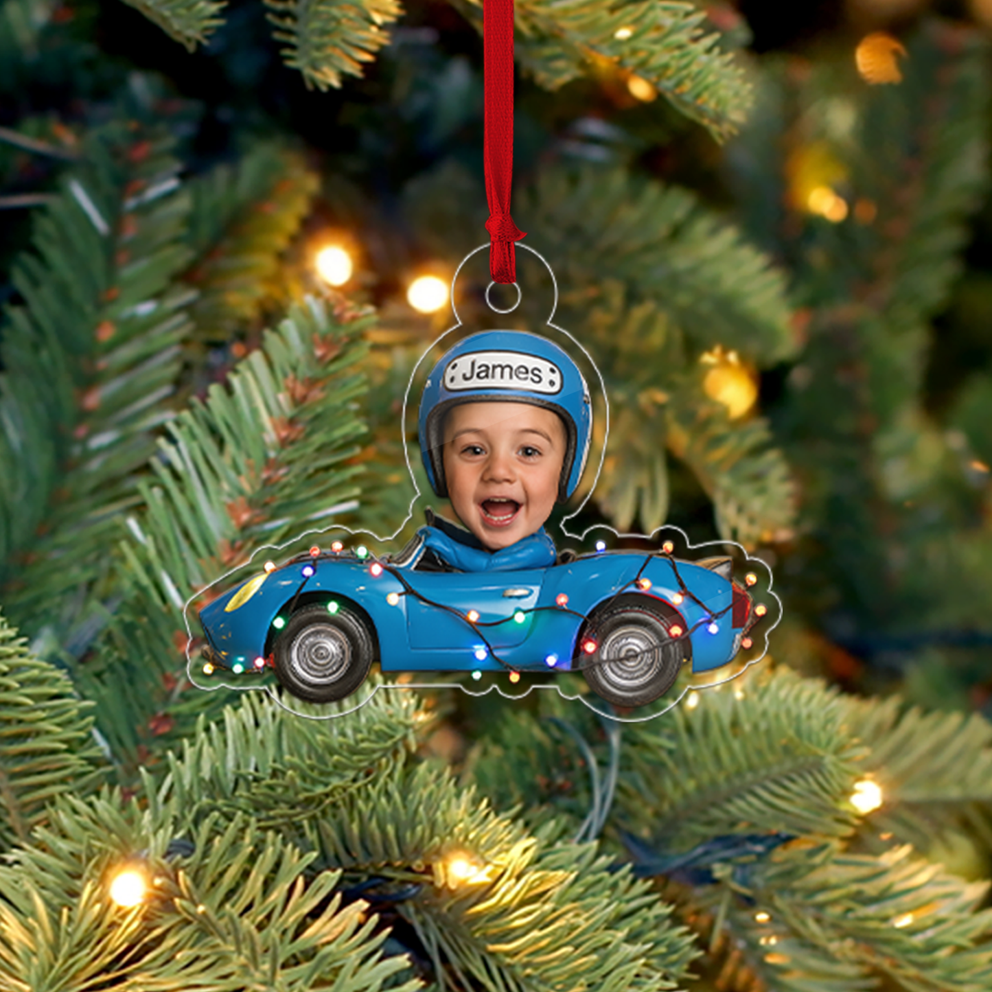 Custom Photo Drive Car Acrylic Ornament, Funny Christmas Ornament, Custom Face Picture Ornament, Christmas Tree Decor