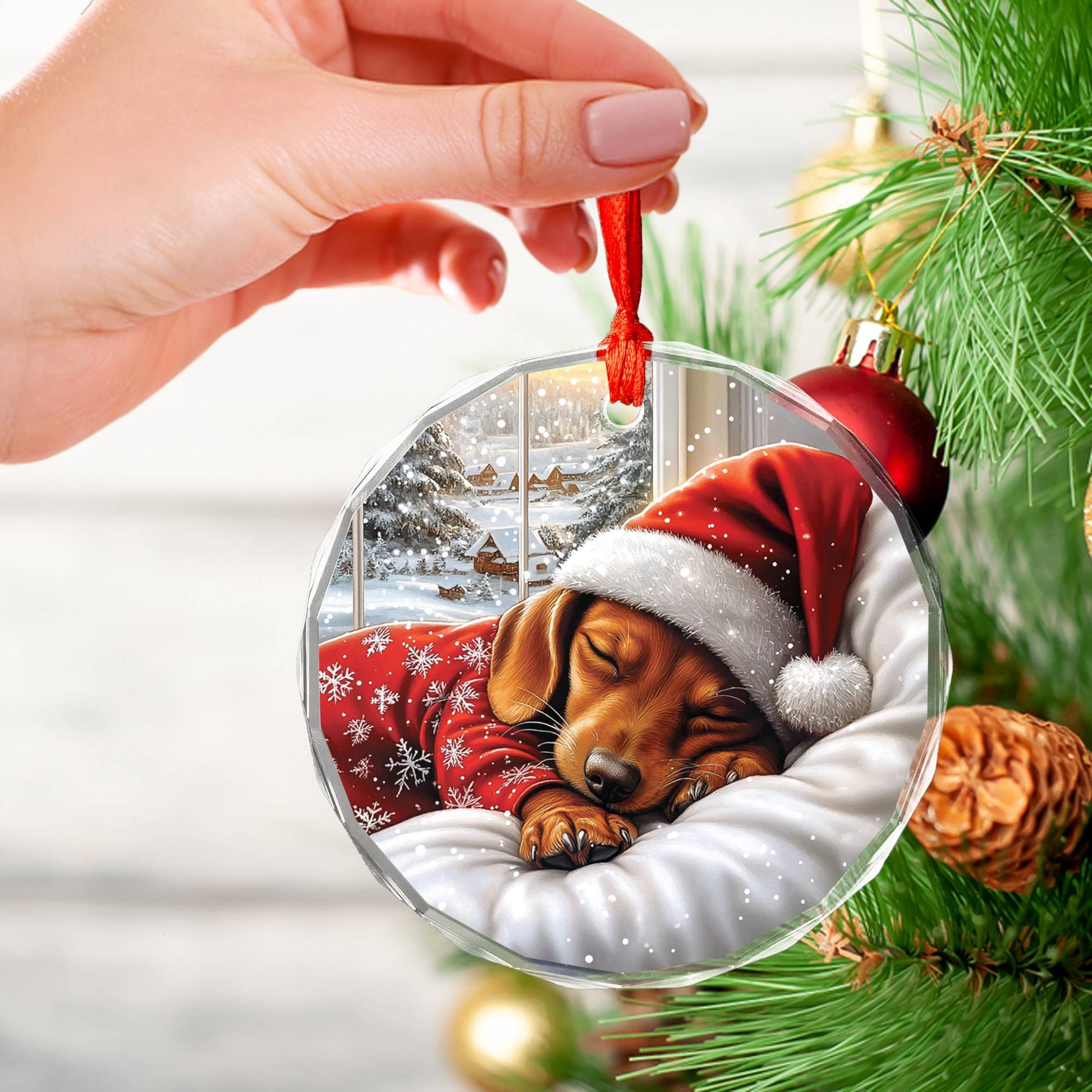 Dachshund Dog Sleeping In Bed Design 1