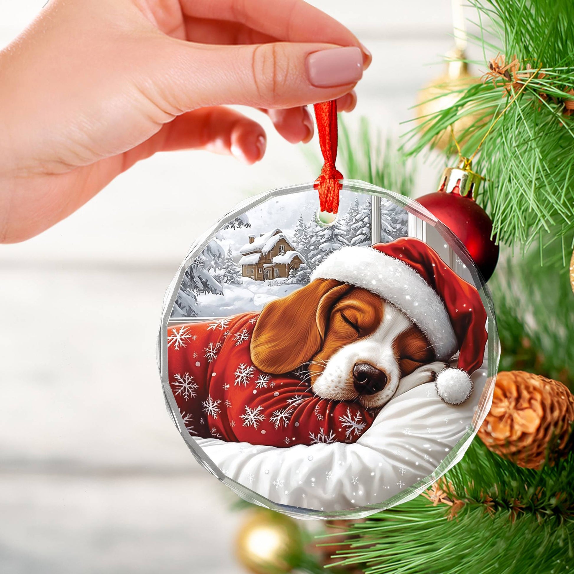 Basset Hound Dog Sleeping In Bed Design 4