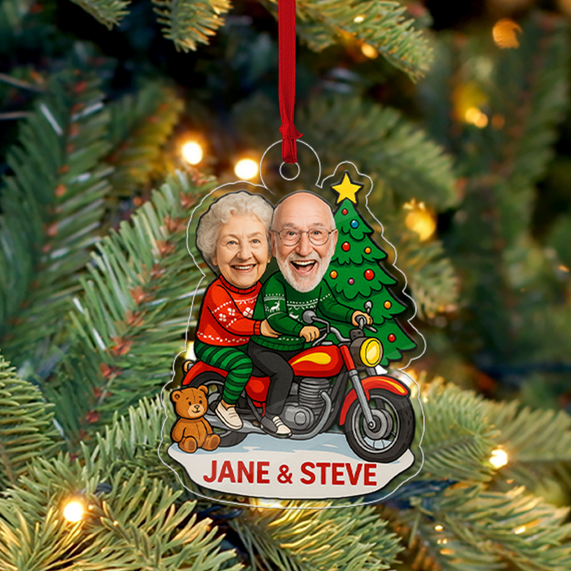 Personalized Couple Photo With Motobike Ornament, Custom Photo Together Since Christmas Ornament, Photo Gift For Anniversary