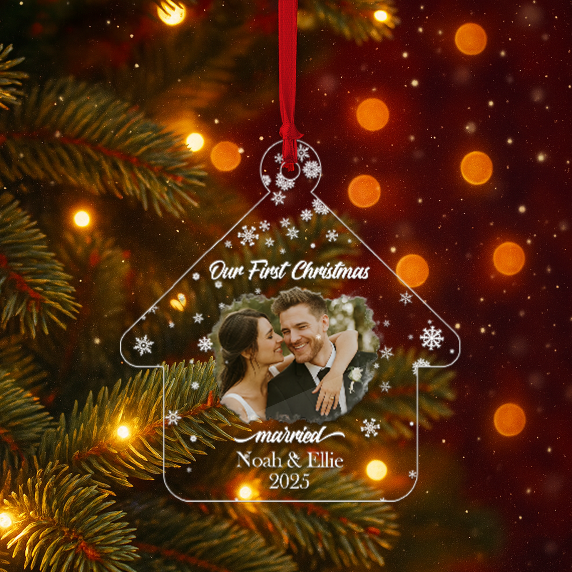 Custom Photo And Name Bride And Groom Married