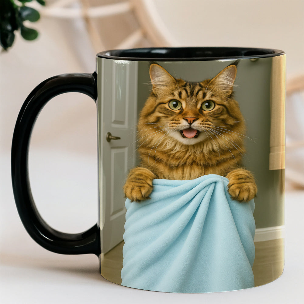 Custom Cat Photo In Bathroom Mug Cat Lover Gifts