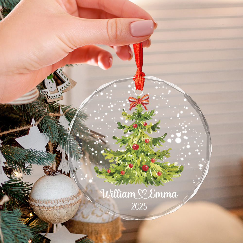 Custom Name Engaged Couple Xmas Tree