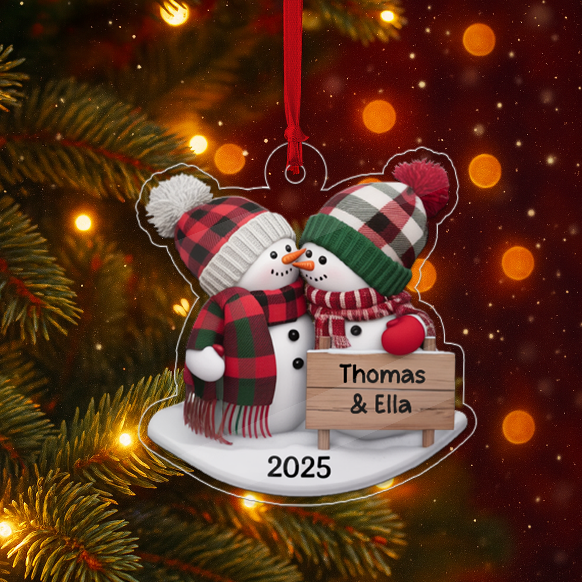 Custom Name Snow Couple