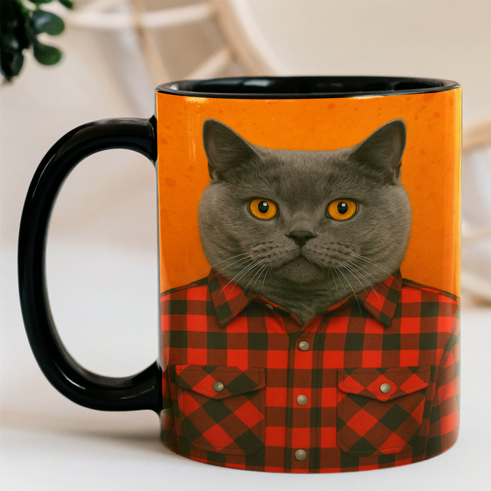 Custom Photo Cat In Red Shirt MugGift For Cat Lovers