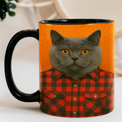 Custom Photo Cat In Red Shirt MugGift For Cat Lovers