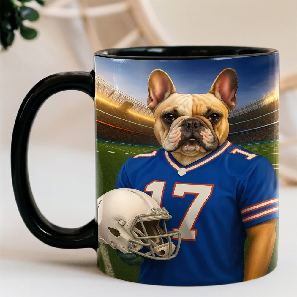 Custom Dog Photo Football Style Mug _ Gift For Dog Lovers