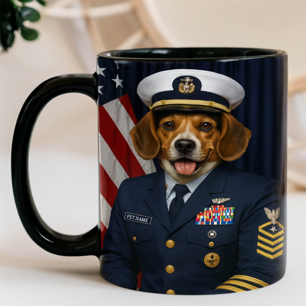 Custom Dog Photo Us Navy Mug _ Gift For Dog Lovers