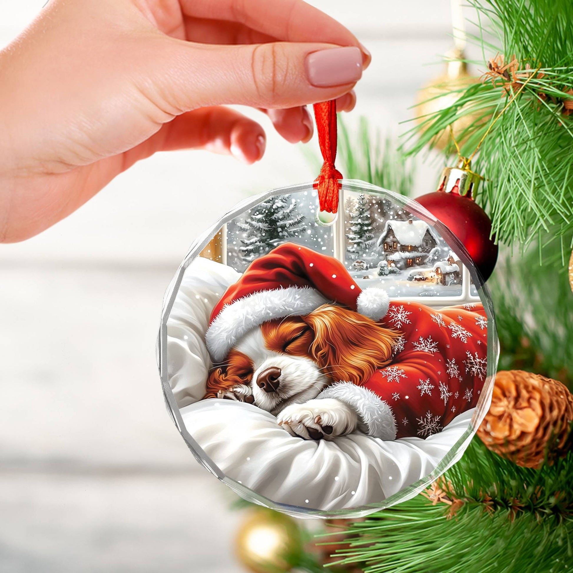 Cavalier King Charles Spaniel Dog Sleeping In Bed Design 3