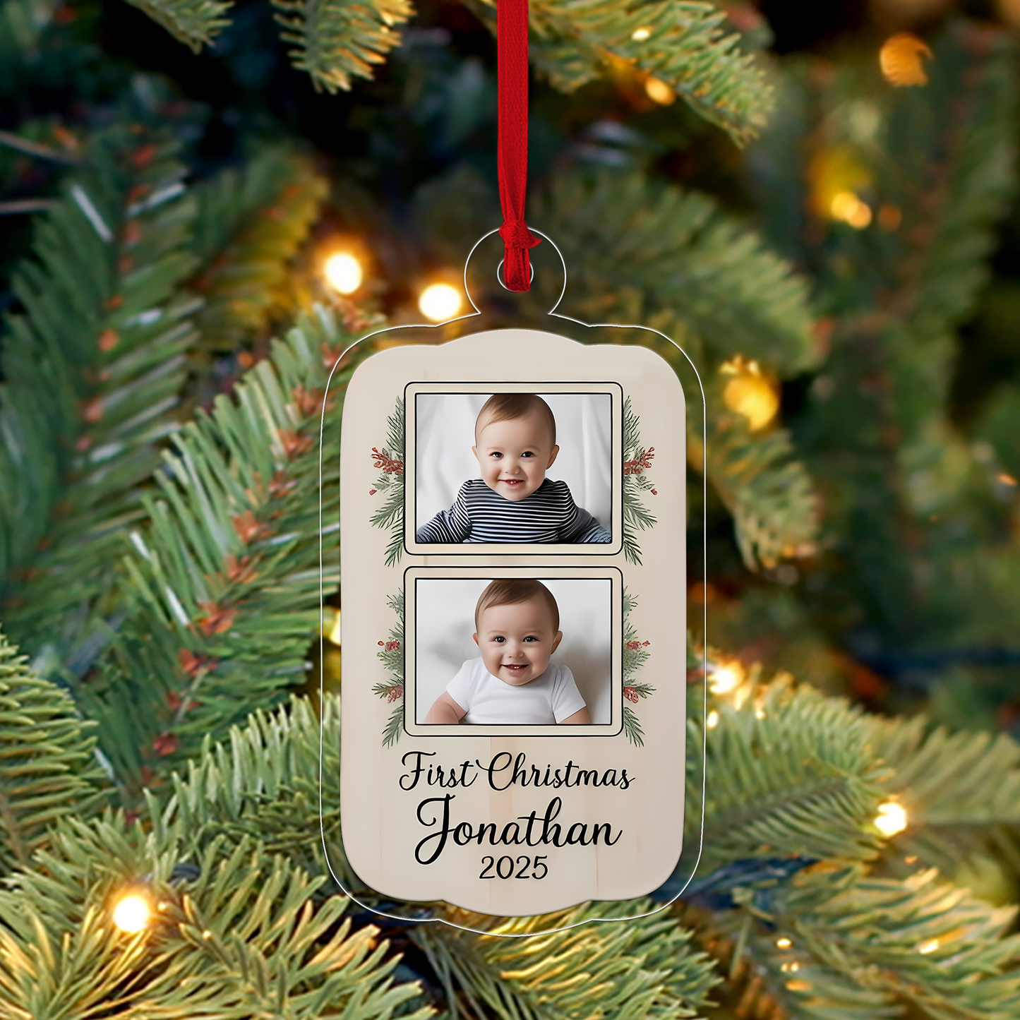 Custom Photo Baby Christmas Ornament, Personalized Newborn Gift, Baby Room Decor, Baby First Christmas Gift