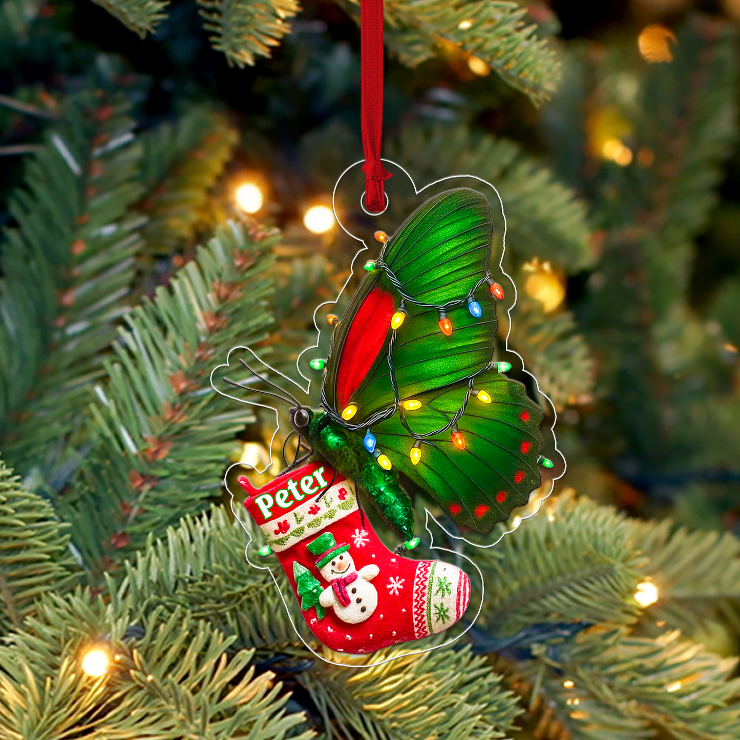 Custom Name Butterfly Christmas Sock