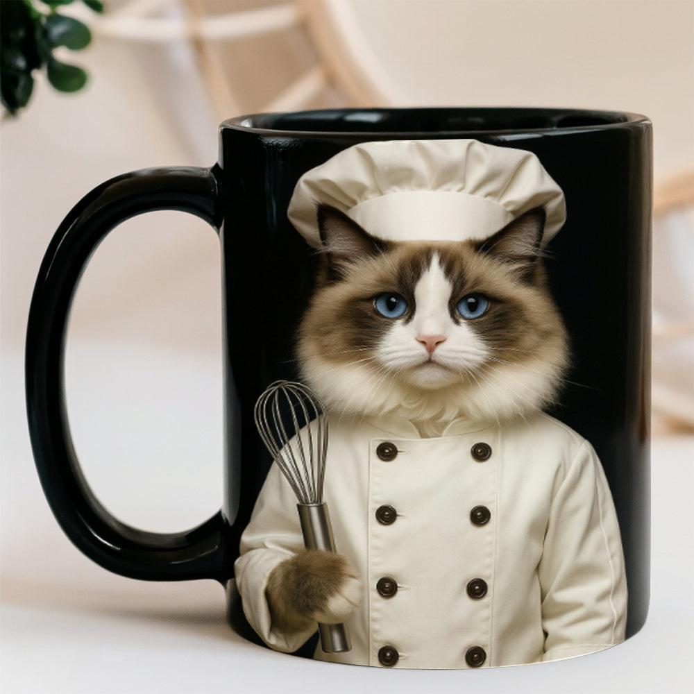 Custom Photo Cat Chef Mug _ Gift For Cat Lovers