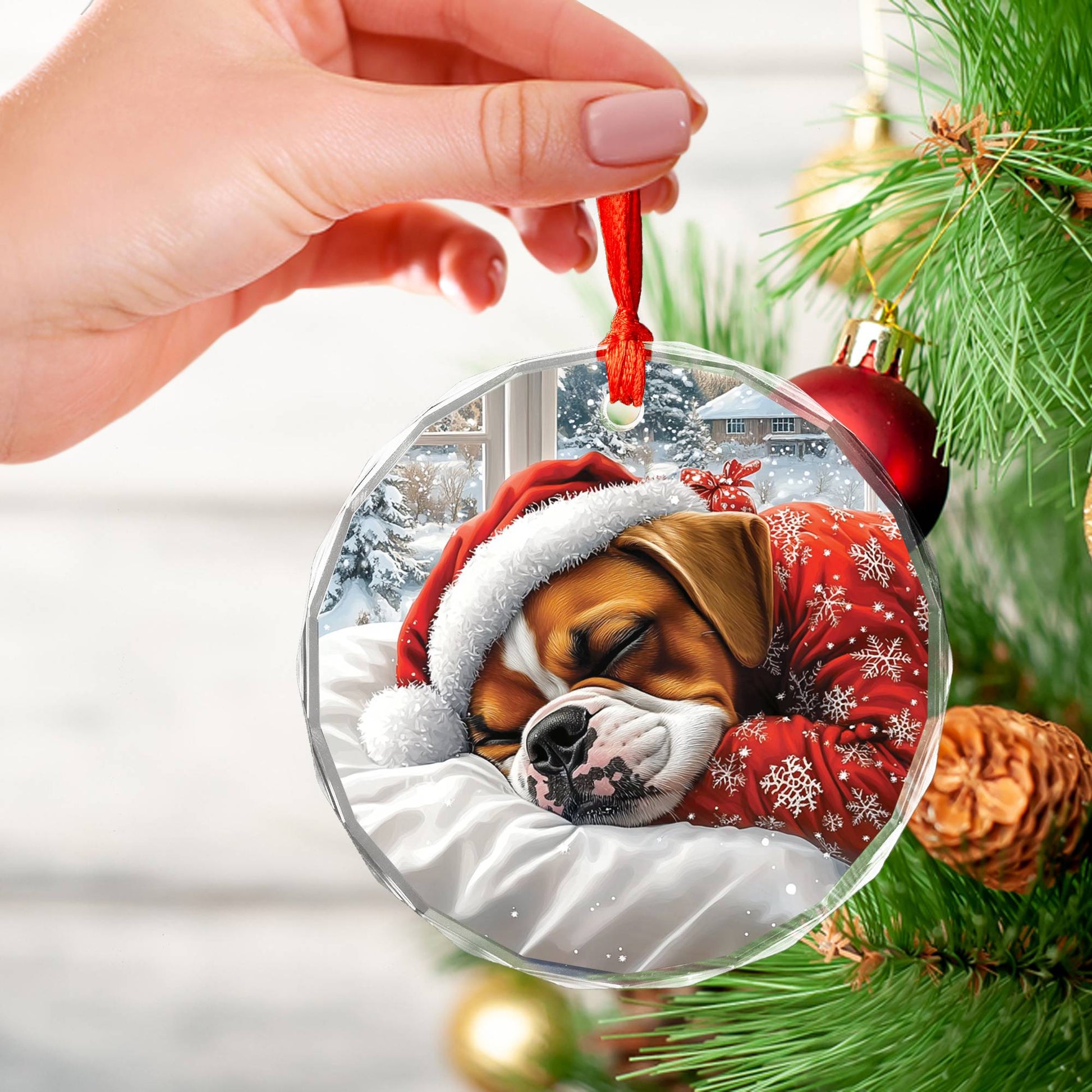 Boxer Dog Sleeping In Bed Design 1