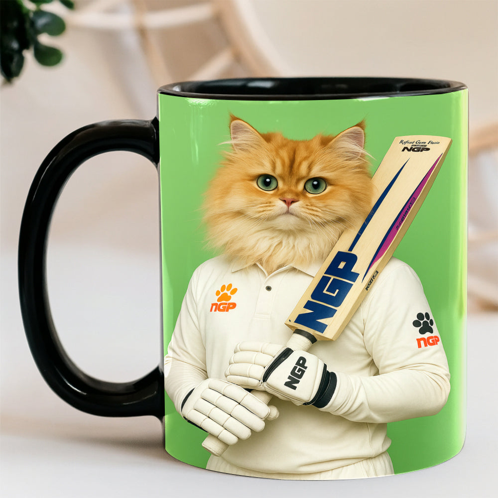 Custom Photo Cricketer Cat Mug Gift For Cat Lovers