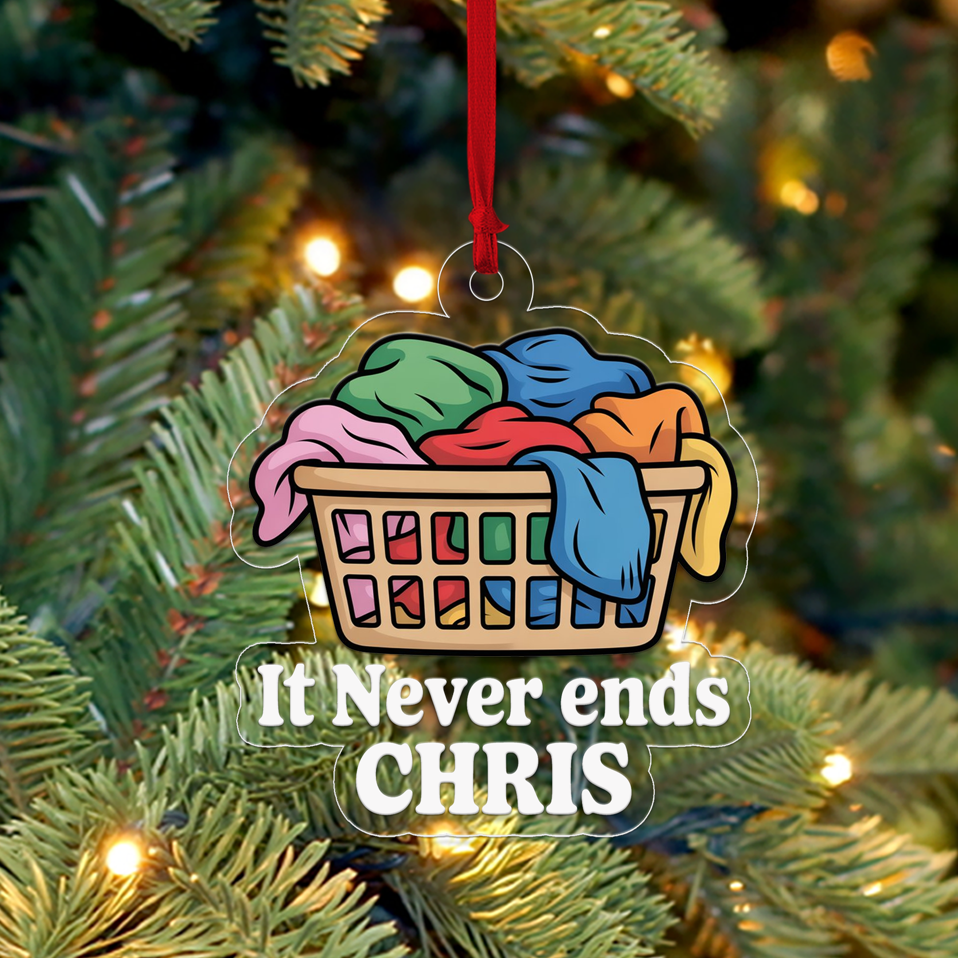 Personalized The Laundry Basket Never Ends Ornament, Christmas Decor, Custom Washing Ornament, Laundry Christmas Keepsake