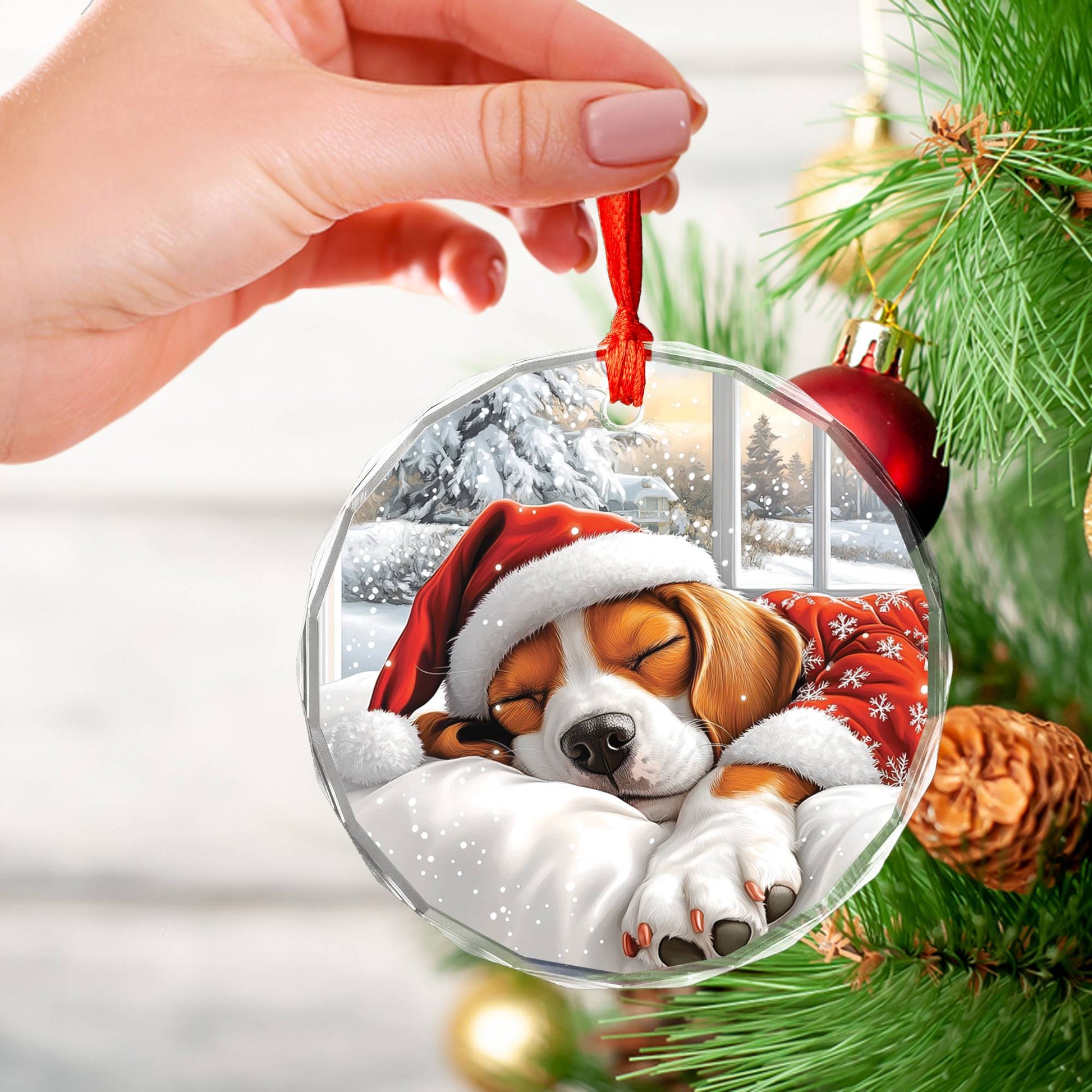Basset Hound Dog Sleeping In Bed Design 1