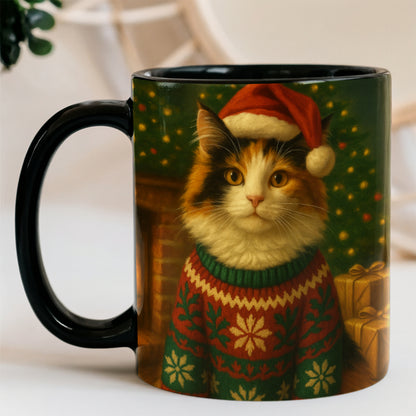 Custom Photo Cat Christmas Oufit Mug