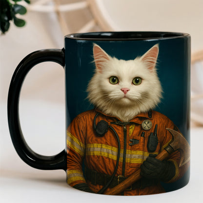 Custom Cat Photo Firefighter Mug _ Gift For Cat Lovers