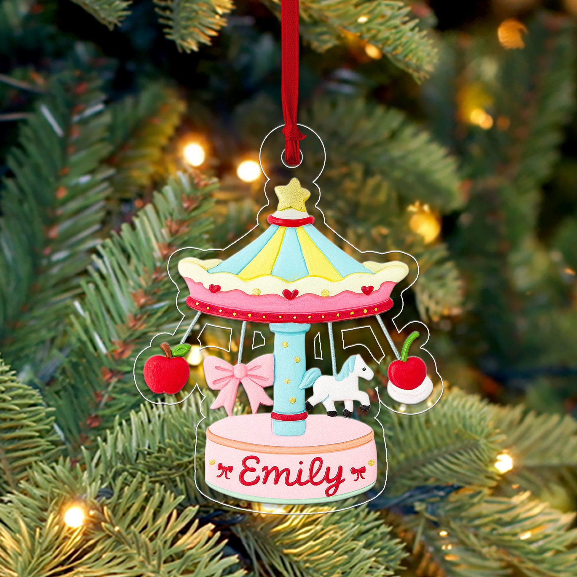 Personalized Baby Carousel Ornament, Christmas Decor, Baby's First Christmas Ornament, First Christmas Gift, Carousel Ornament