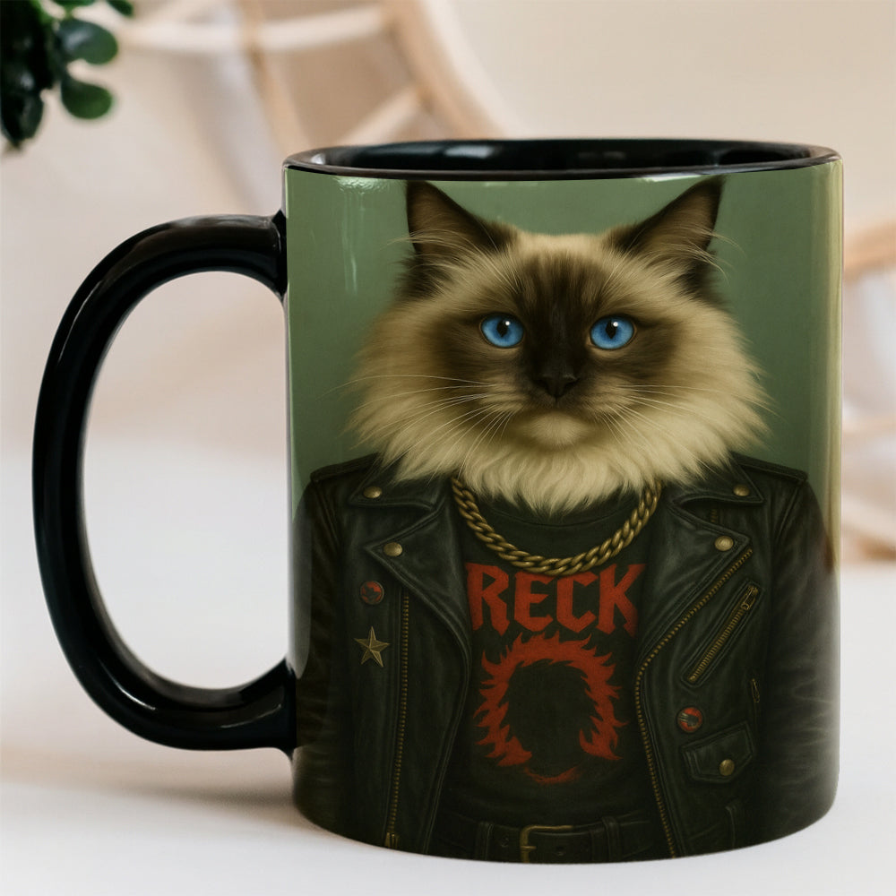Custom Photo Rock n Roll Cat Mug_ Gift For Cat Lovers
