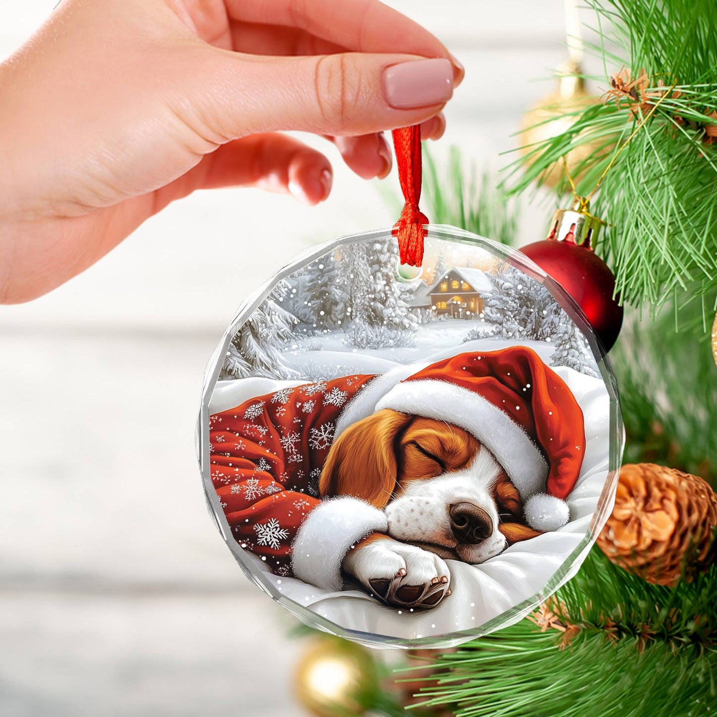 Basset Hound Dog Sleeping In Bed Design 3
