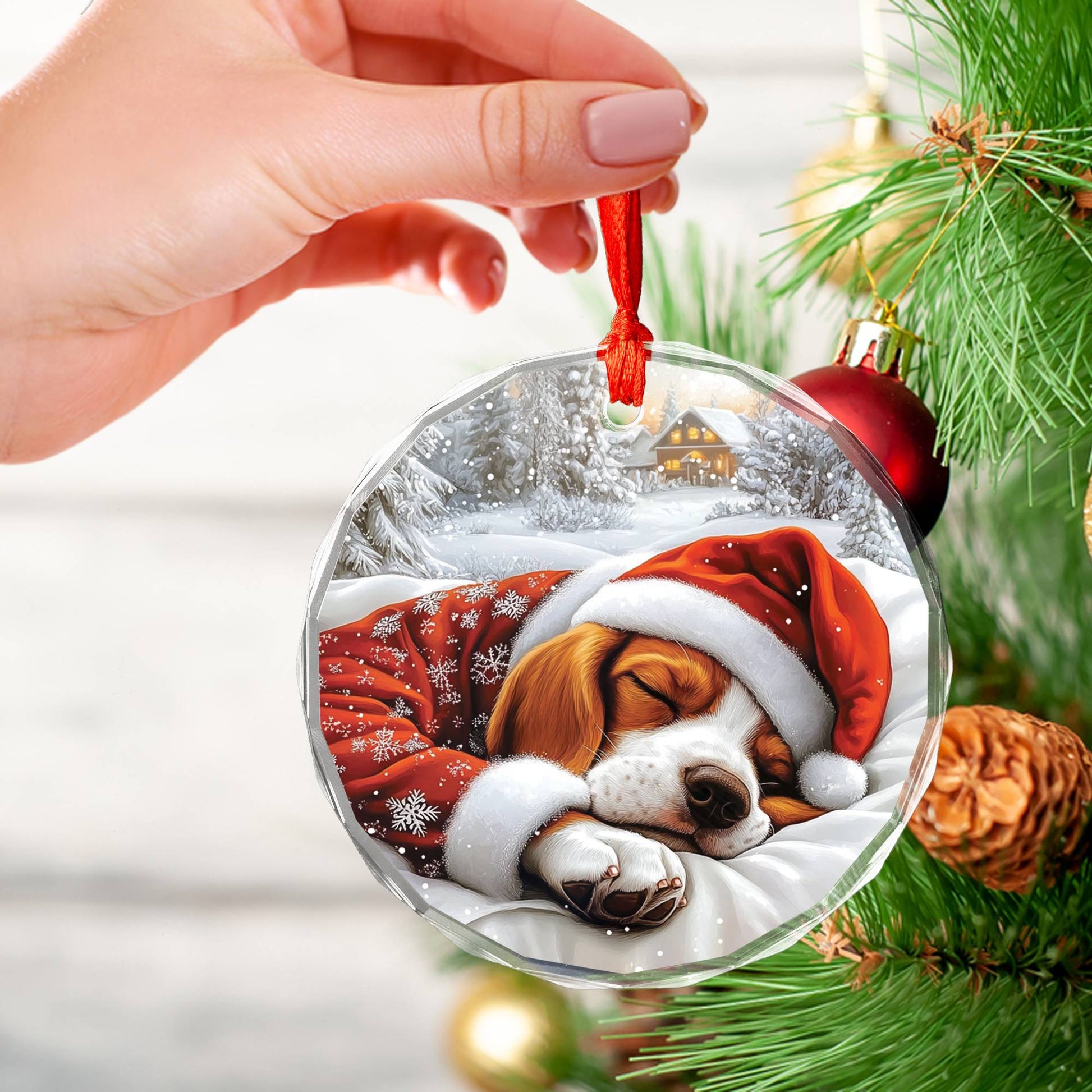 Basset Hound Dog Sleeping In Bed Design 3