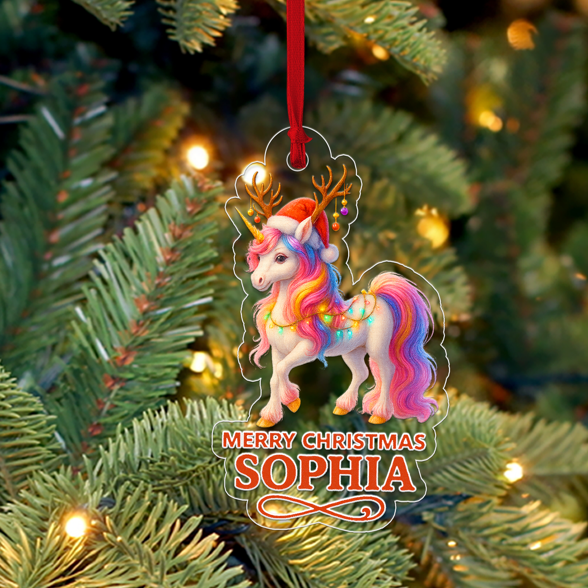 Custom Name Unicorn Merry Christmas