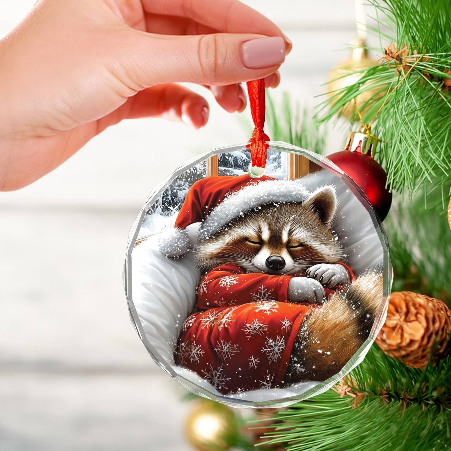 Raccoon Sleeping In Bed Design 2