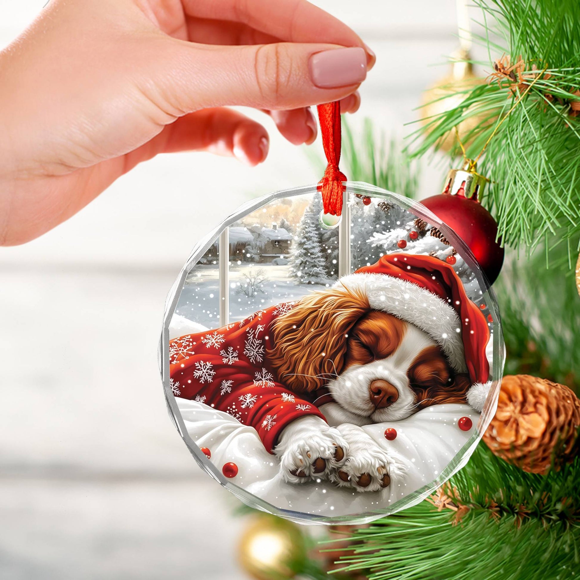 Cavalier King Charles Spaniel Dog Sleeping In Bed Design 4
