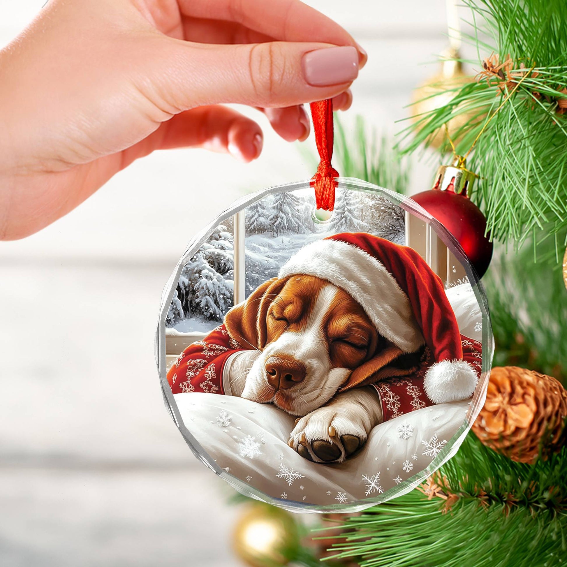 Basset Hound Dog Sleeping In Bed Design 2