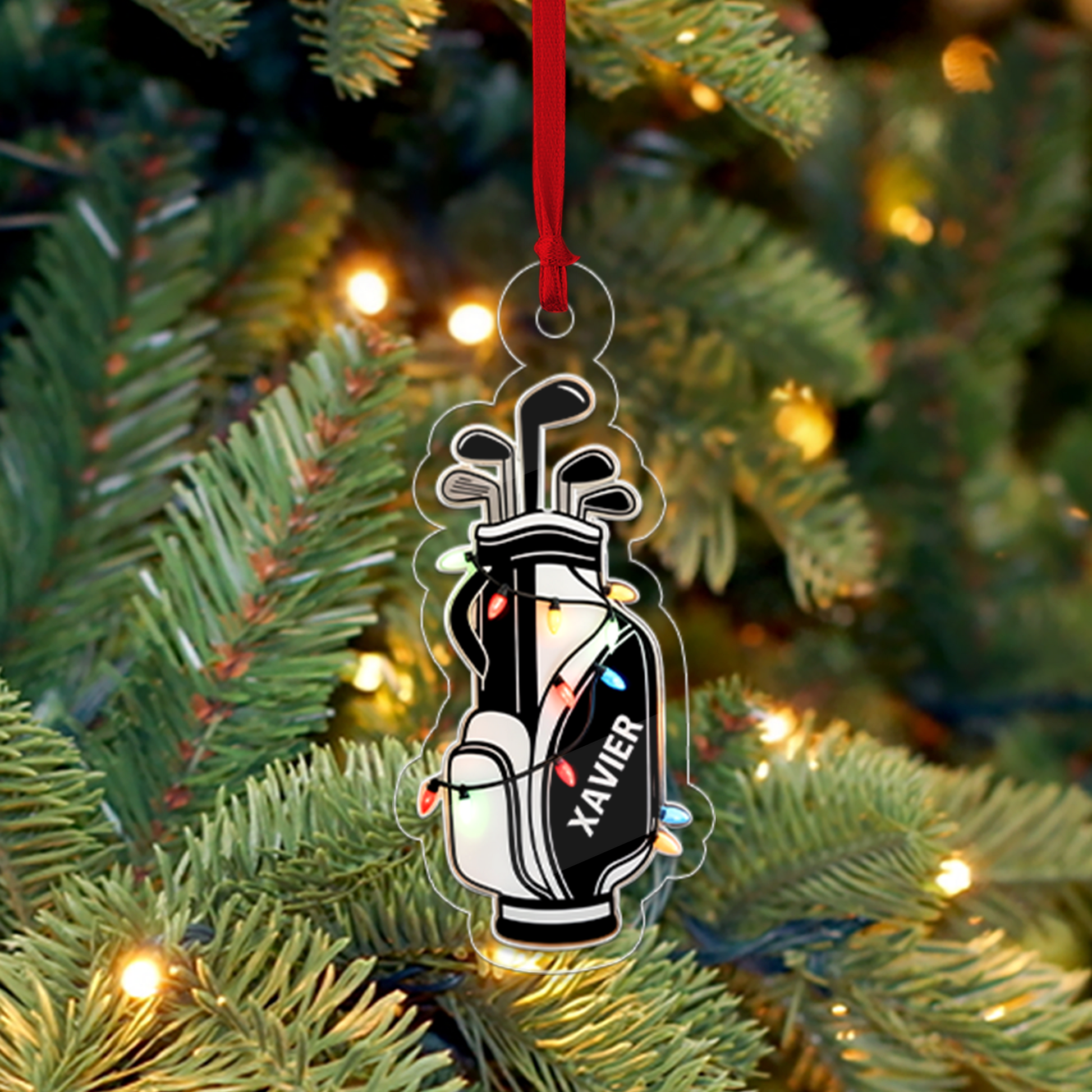 Custom Name Golf Backpacks Christmas Acrylic Ornament Christmas Gift