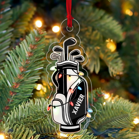 Custom Name Golf Backpacks Christmas Acrylic Ornament Christmas Gift