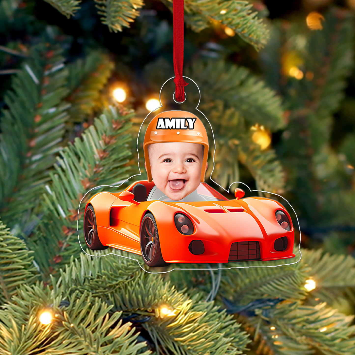 Custom Photo Baby With Car Xmas